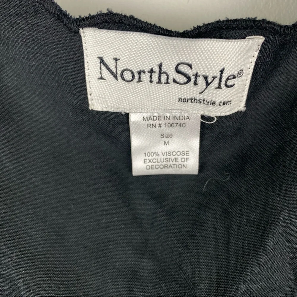 NorthStyle Black Scalloped Eyelet Detail Open Flowy Vest, Size Medium